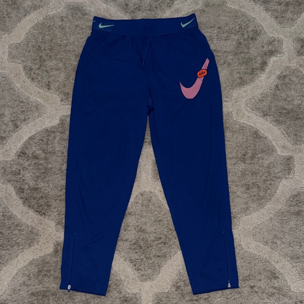 Nike Kids Royal Blue Joggers with Pink Swoosh